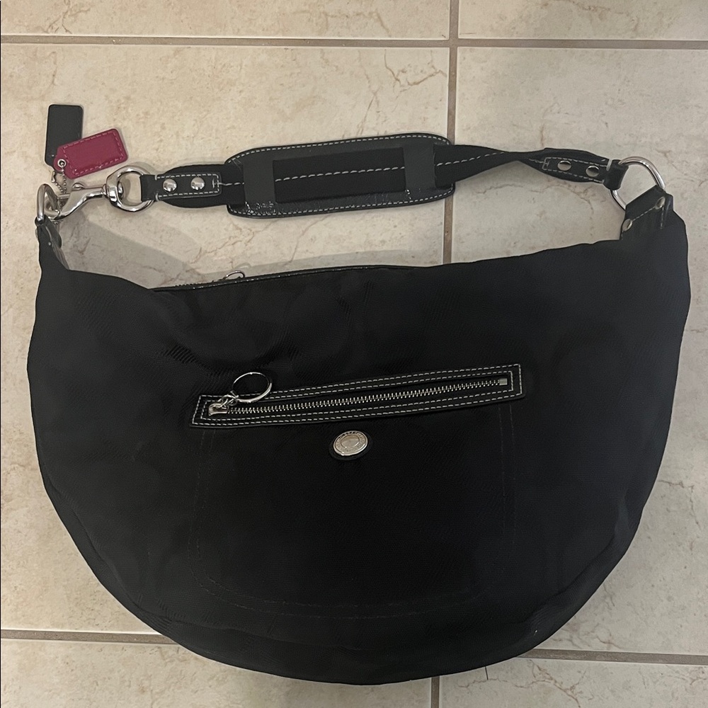 Coach Black Bag with Silver Details